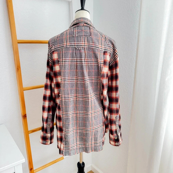 Free People Wildfire Plaid Top Blouse Shirt Flannel Oversized Slouchy Cotton - Picture 5 of 14